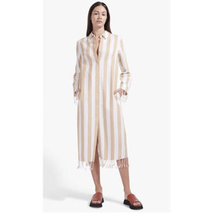 STAUD Striped Malibu Linen Midi Dress NWT